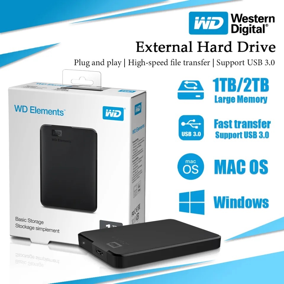 WD Hard Disk External 2.5'' HDD HighSpeed External HardDisk 1TB/2TB/4TB USB3.0 Portable hard drives ฮาร์ดดิสก์แบบพกพา