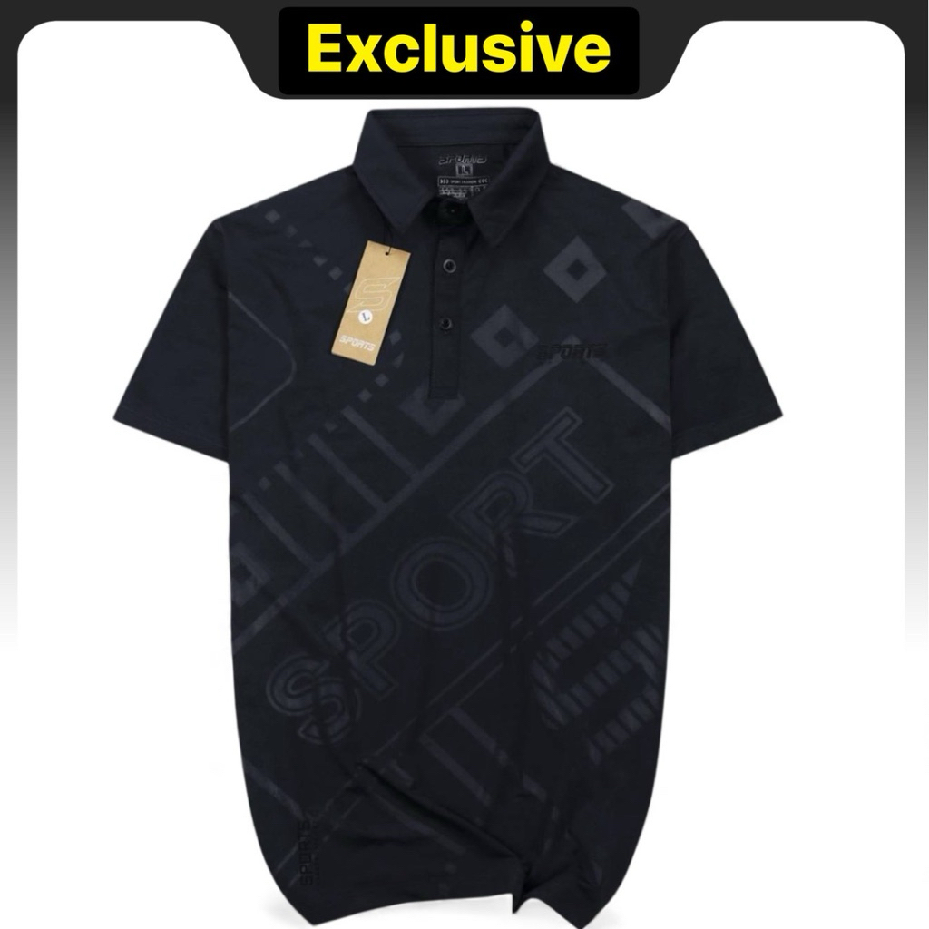 Exclusive เสื้อโปโล เสื้อคอปก ปักSports สีดำ เกรดพรีเมี่ยม ดีไซส์สวยหรู ทันสมัย ใส่ได้ทั้งชายหญิง