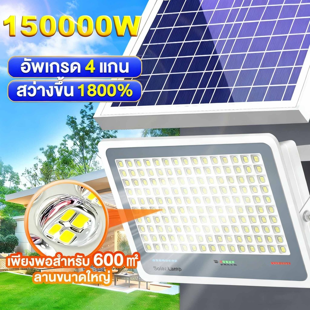 รับประกัน30ปี ไฟโซล่าเซลล์ ไฟโซล่าเซล IP69กันน้ำ กันฟ้าผ่า 150000W โซลาร์เซลล์ Solar Light ไฟโซลาเซลล์ เซ็นเซอร์