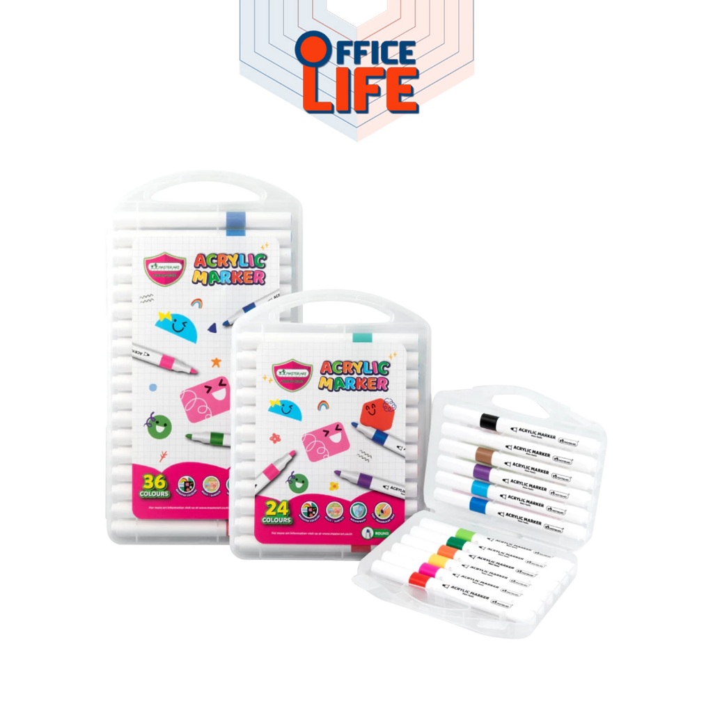 MASTER ART (มาสเตอร์อาร์ต) ปากกาสี  ACRYLIC MARKER อะคริลิคมาร์คเกอร์ จำนวน 12 สี / 24 สี / 36 สี ( 1 กล่อง )