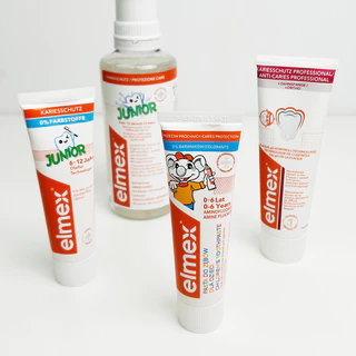 [New Lot 29] Elmex แปรงสีฟัน ยาสีฟัน น้ำยาบ้วนปากสำหรับเด็ก และผู้ใหญ่ กลืนได้ ใช้ได้ตั้งแต่ฟันซี่แรก 0-12 ปี