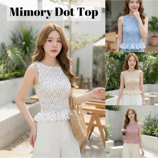 Mimory Dot Top — เสื้อแขนกุด ลายดอทสม็อคสุดน่ารัก ทรงฮิตงานน่ารัก