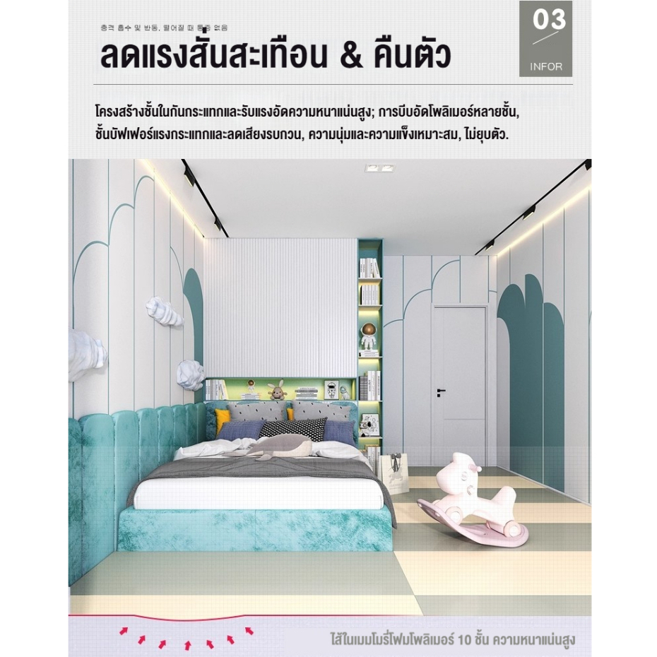 เสื่อรองคลาน XPE แผ่นรองคลาน พับได้ กันน้ำ ทำความสะอาดง่าย  6ฟุต หนา 4.0cm รูปที่ 4