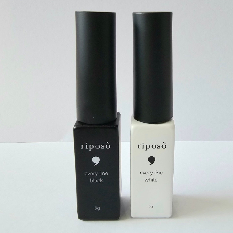 แยกขาย RIPOSO 2 สีเล็บเจล ‘Every Liner’ ขาว White / ดำ Black ขัดผงได้หลังอบ ของแท้จากเกาหลี