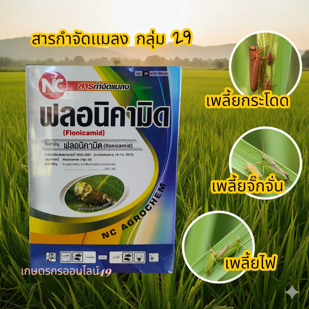 ฟลอนิคามิค สารกำจัดเเมลงกลุ่ม 29กำจัดเพลี้ย เช่น เพลี้ยกระโดดสีน้ำตาล เพลี้ยจักจั่นฝ้าย เพลี้ยอ่อน และแมล