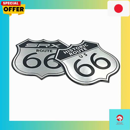 Fogman Emblem Route 66 Sticker Car Bike Aluminum Retro Decal Route 66 Goods Set of 2