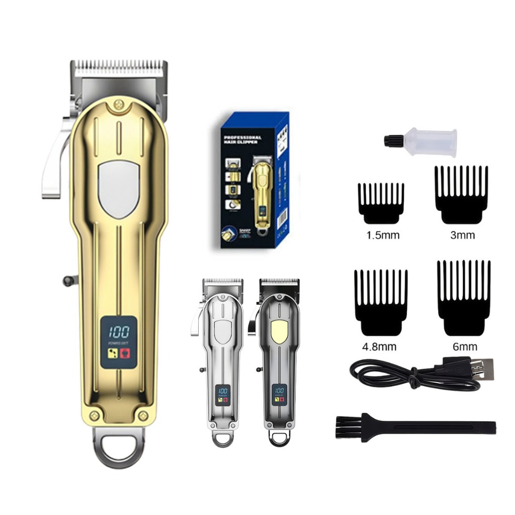 ตัดผมไฟฟ้าไร้สาย พร้อมจอแสดงผลพลังงาน LCD เครอื่งตัดผมไร้สาย สำหรับผู้ชาย บัตตาเลี่ยนไรสาย