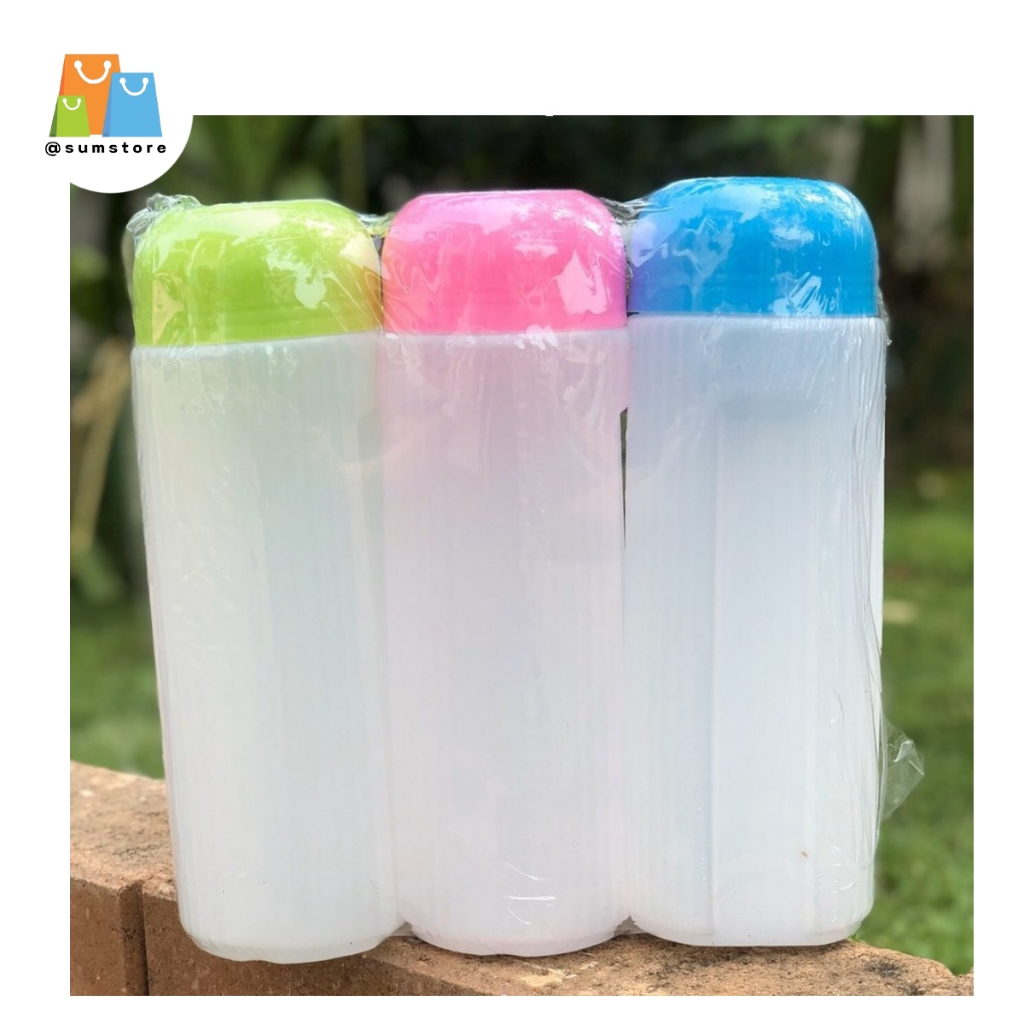 ขวดน้ำพลาสติก+ฝาแก้วมีหู แช่ตู้เย็น1x3 รุ่น W9074-3