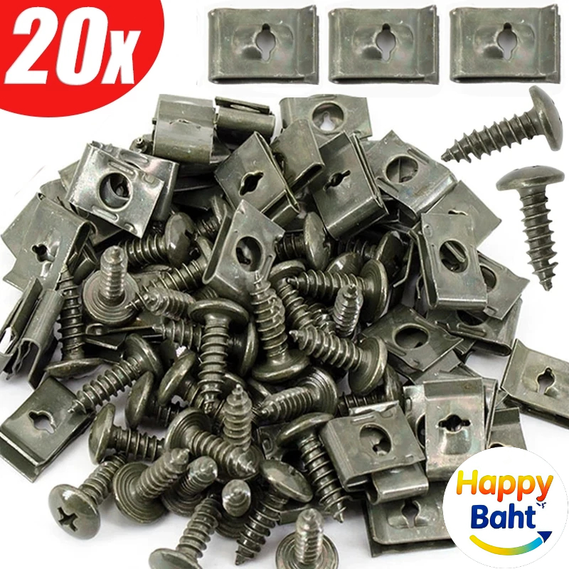 10/20pcs โลหะ U-Type คลิปสกรูชุดกันชนรถ ชิ้นคลิปเข็มขัดคลิปรูปตัวยูสกรูอัตโนมัติแผ่นเหล็กหัวเข็มขัดสกรูคลิปป้องกันสนิม