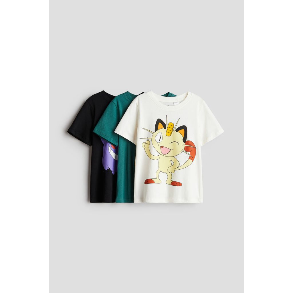 H&M เสื้อคอตตอล แขนสั้น ไซด์ 2-4 ปี 3 ตัว ของใหม่ แท้ พร้อมส่ง