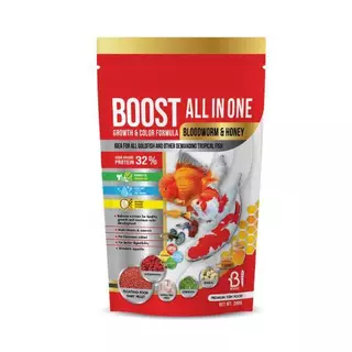 BOOST ALL IN ONE Bloodworm & Honey อาหารปลาผสมหนอนแดงและน้ำผึ้ง (เม็ดลอย) สำหรับปลาสวยงามทั่วไป