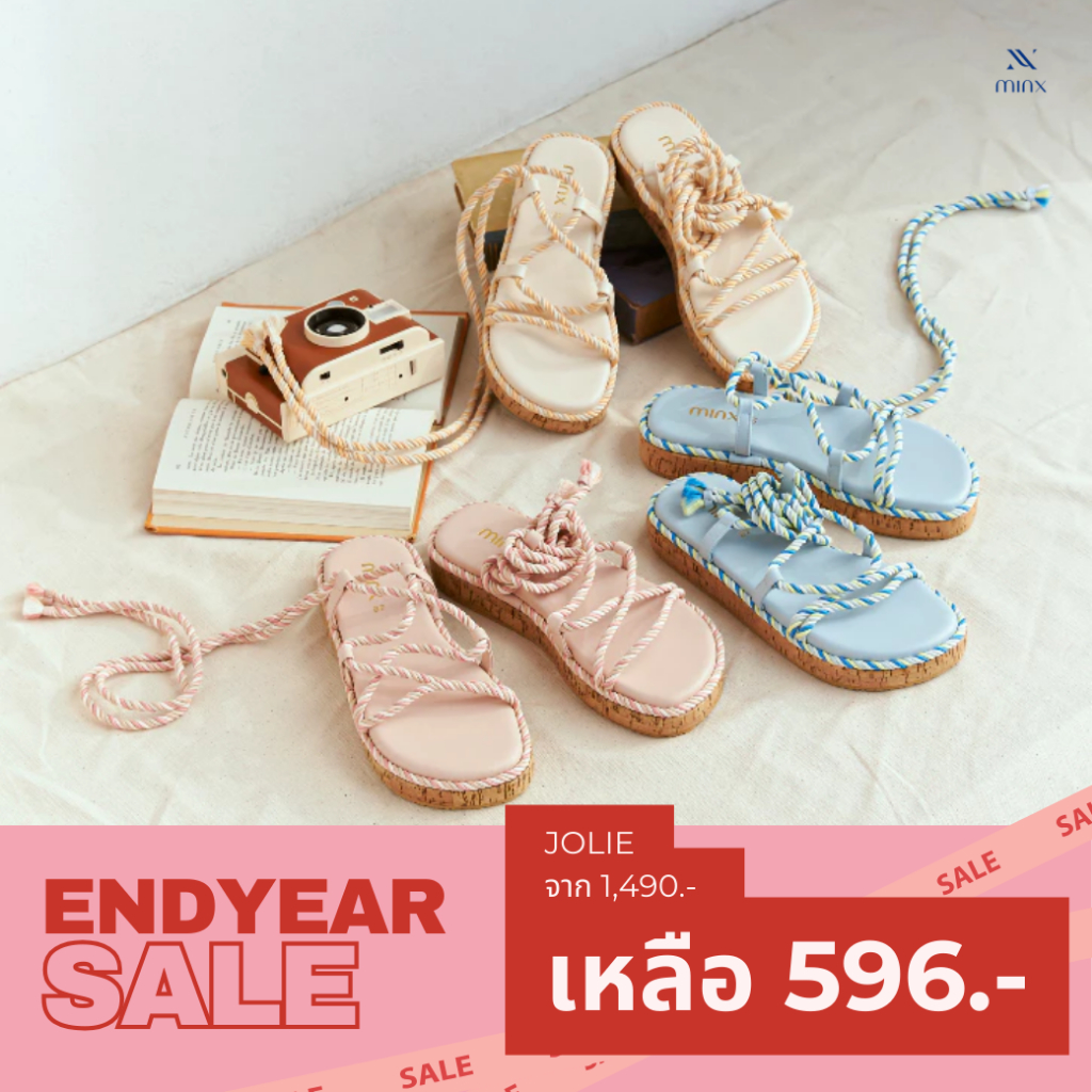 MINX รุ่น jolie รองเท้าแตะเสริมส้น เชือกถัก ผูกข้อเท้า minxshoes