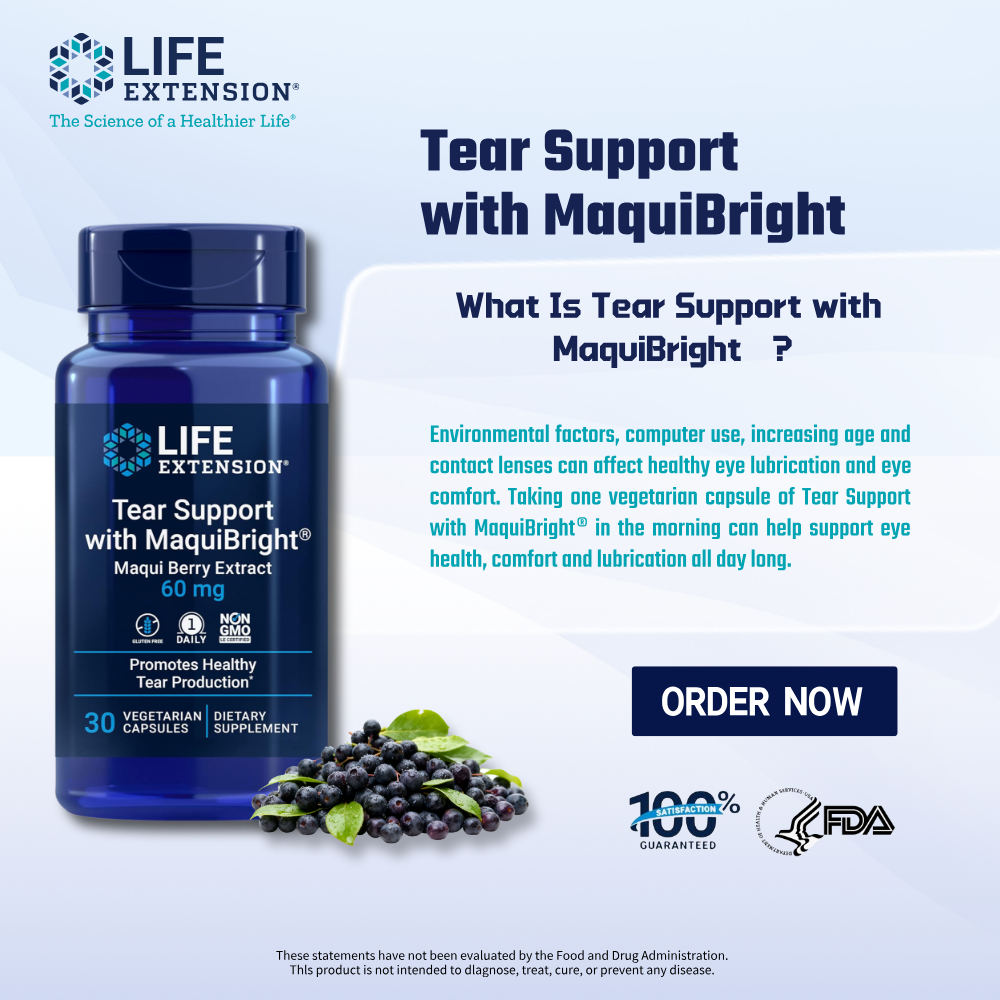 Life Extension 30 แคปซูล Tear Support MaquiBright 60 มก.