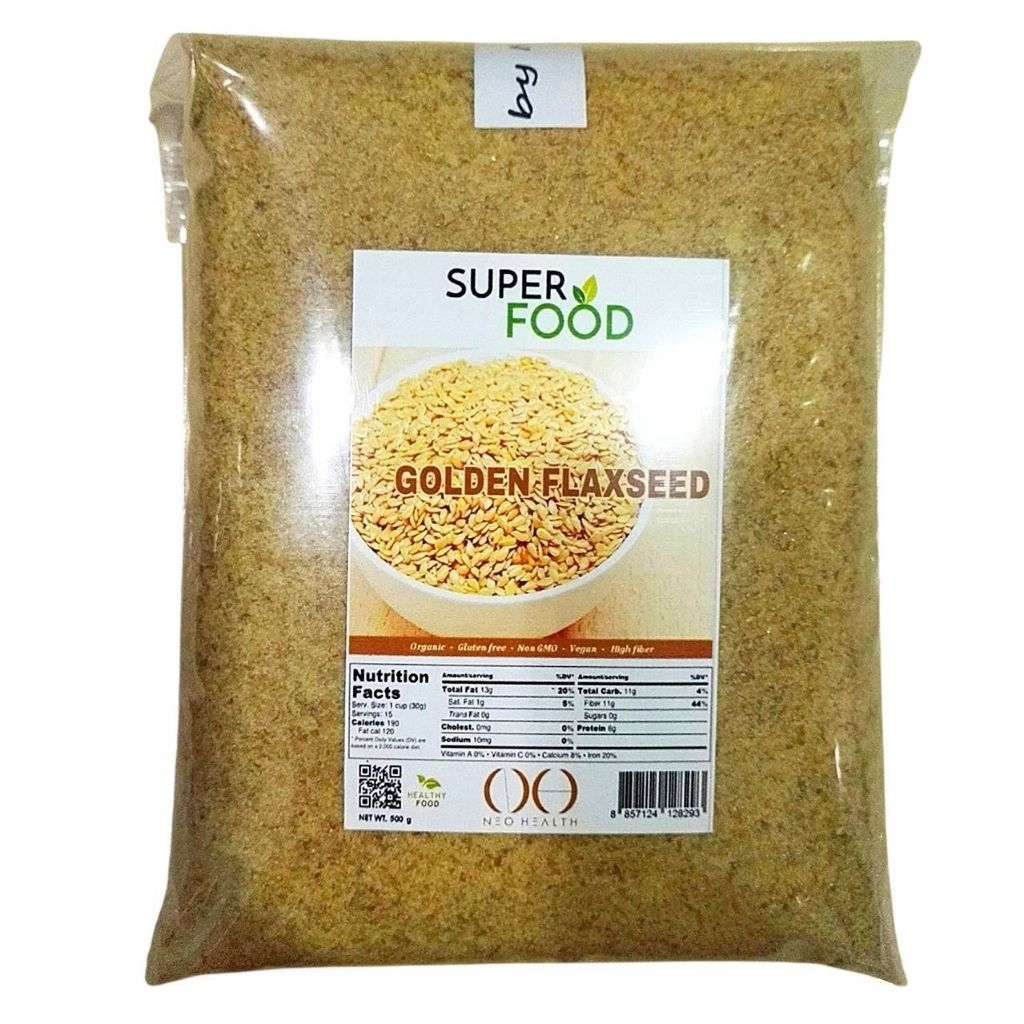 แฟลกซีดสีทอง ออร์แกนิค แบบบดผง(Organic Ground Golden Flaxseed) 500 กรัม (500g)
