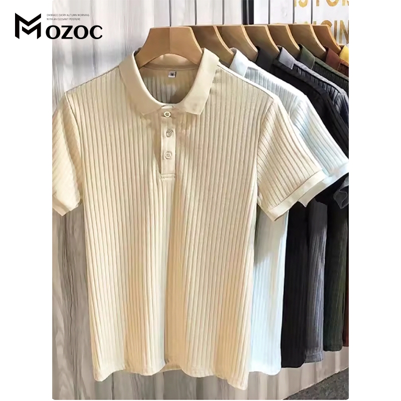 MOZOC สุภาพสตรีเสื้อโปโลคอแขนสั้นเสื้อถักฤดูร้อนแฟชั่นใหม่เกาหลีร้อยชุดสั้นเสื้อยืดขนาดเล็ก