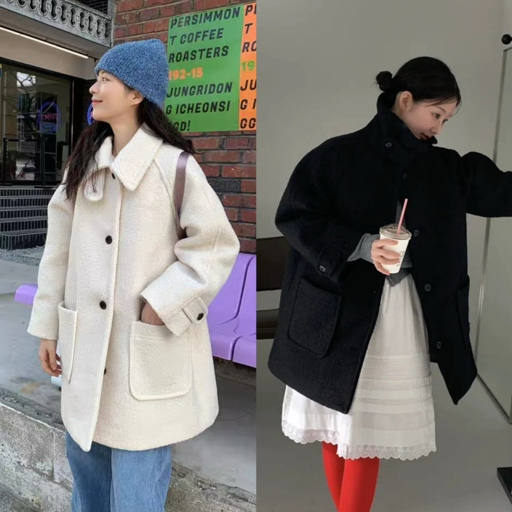 Styles_Unnie 🧸☃️ (C342)  Zermatt Coat ☃️❄️~ เสื้อโค้ทขนผ้านิ่ม กระเป๋าหน้า บุซับกันหนาว พร้อมส่ง 2 สี