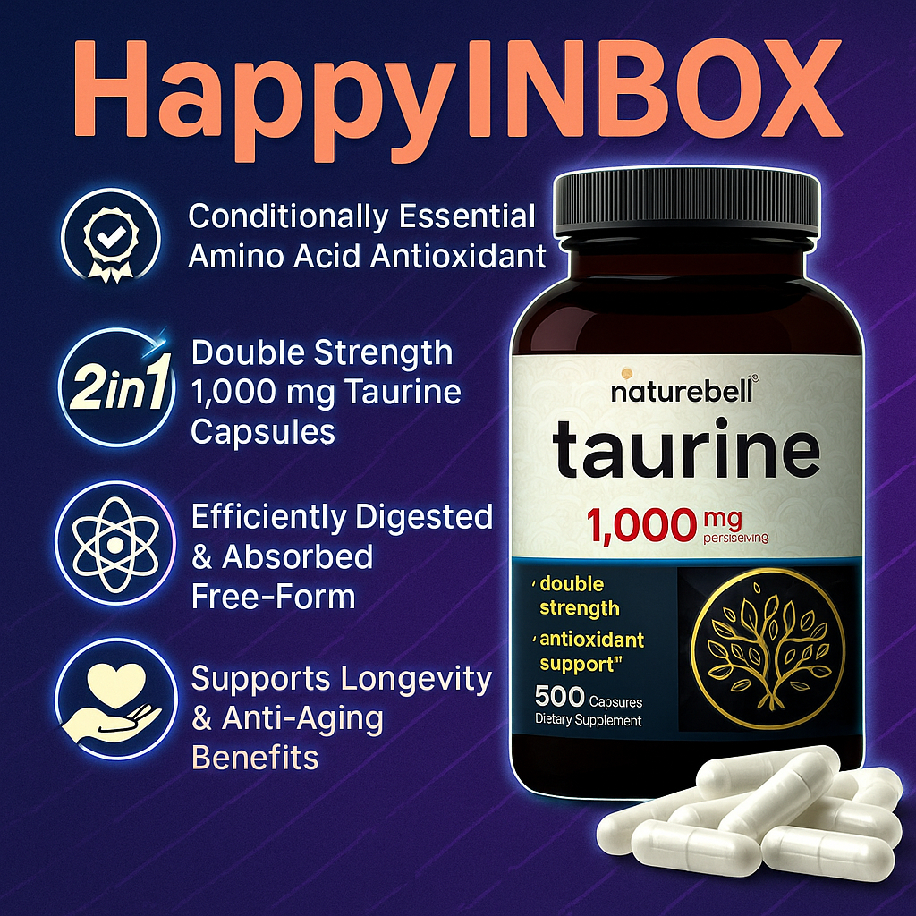 NatureBell Taurine 1000mg เสริมพลังงานและระบบประสาท บำรุงหัวใจ & สมอง 500 แคปซูล
