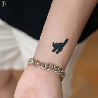 Tatoo สติกเกอร์รอยสักชั่วคราว ลายแมวน่ารัก กันน้ํา สําหรับผู้ชาย และผู้หญิง