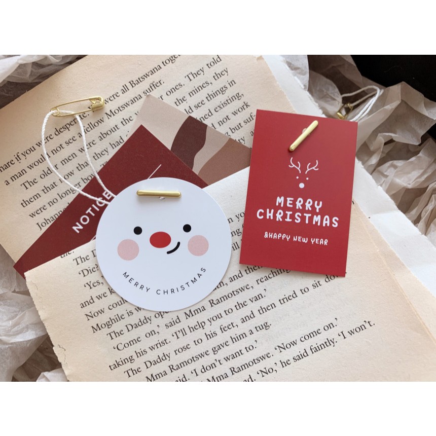 คริสต์มาส christmas แท็ก ป้าย การ์ด ห้อย Tag card กระดาษแข็ง ตกแต่งของขวัญ ถุง กล่อง เทศกาล