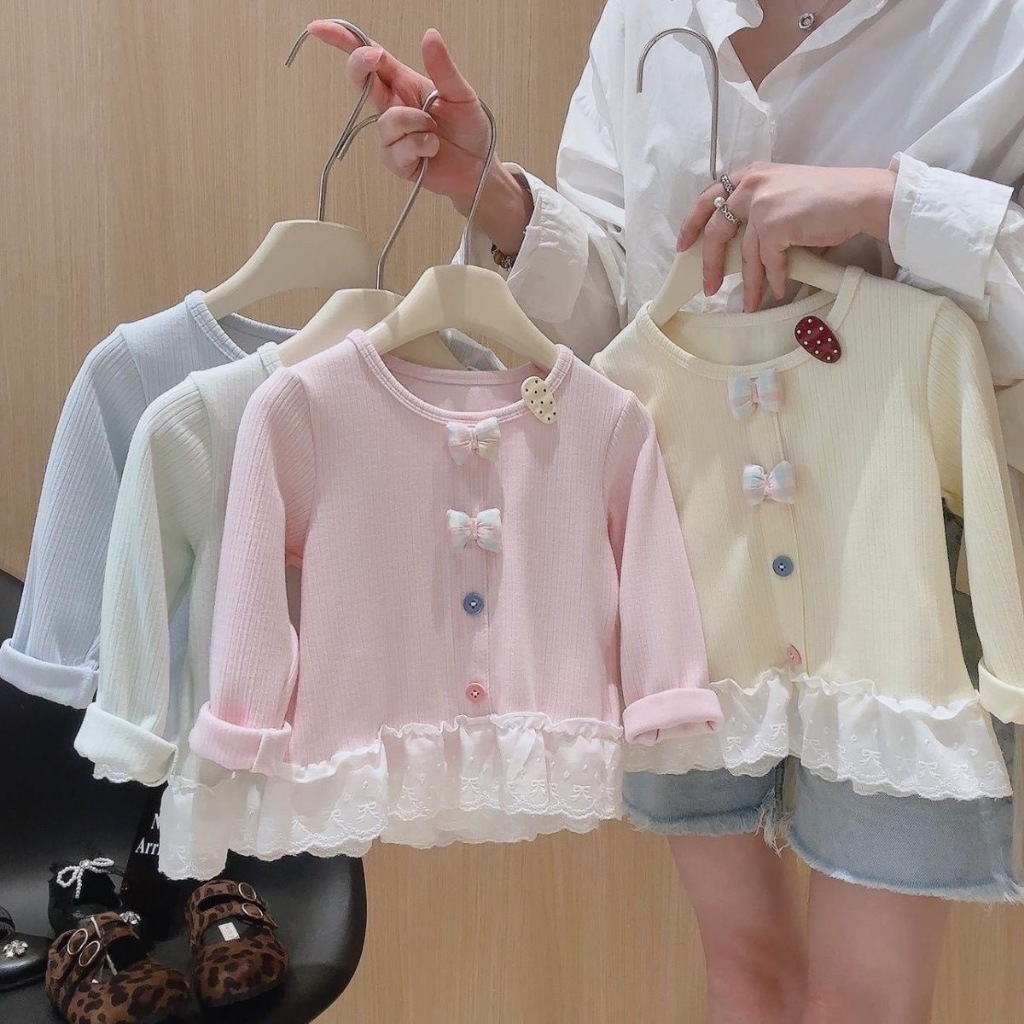 เสื้อโบว์พาสเทลฟรุ้งฟริ้งลูกไม้หวาน
