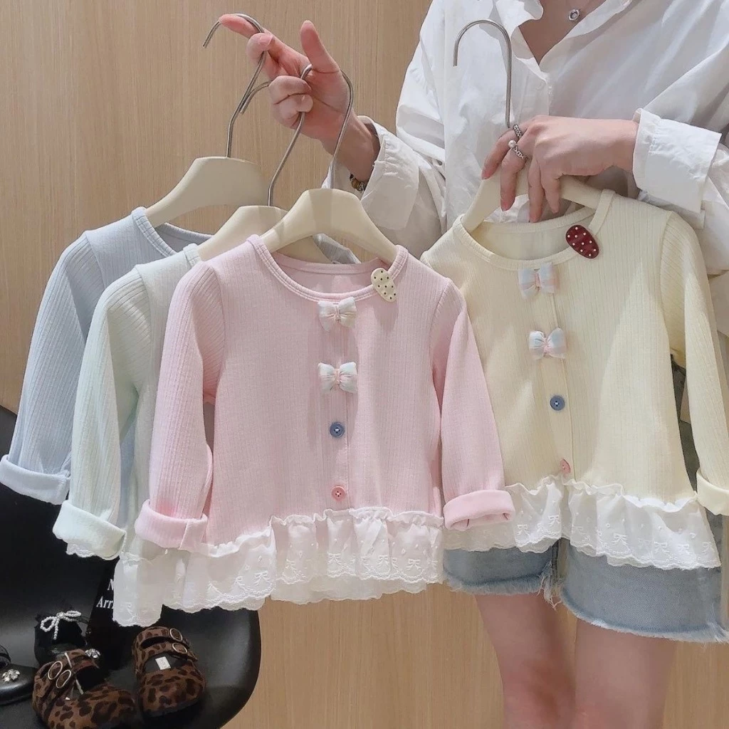 เสื้อโบว์พาสเทลฟรุ้งฟริ้งลูกไม้หวาน