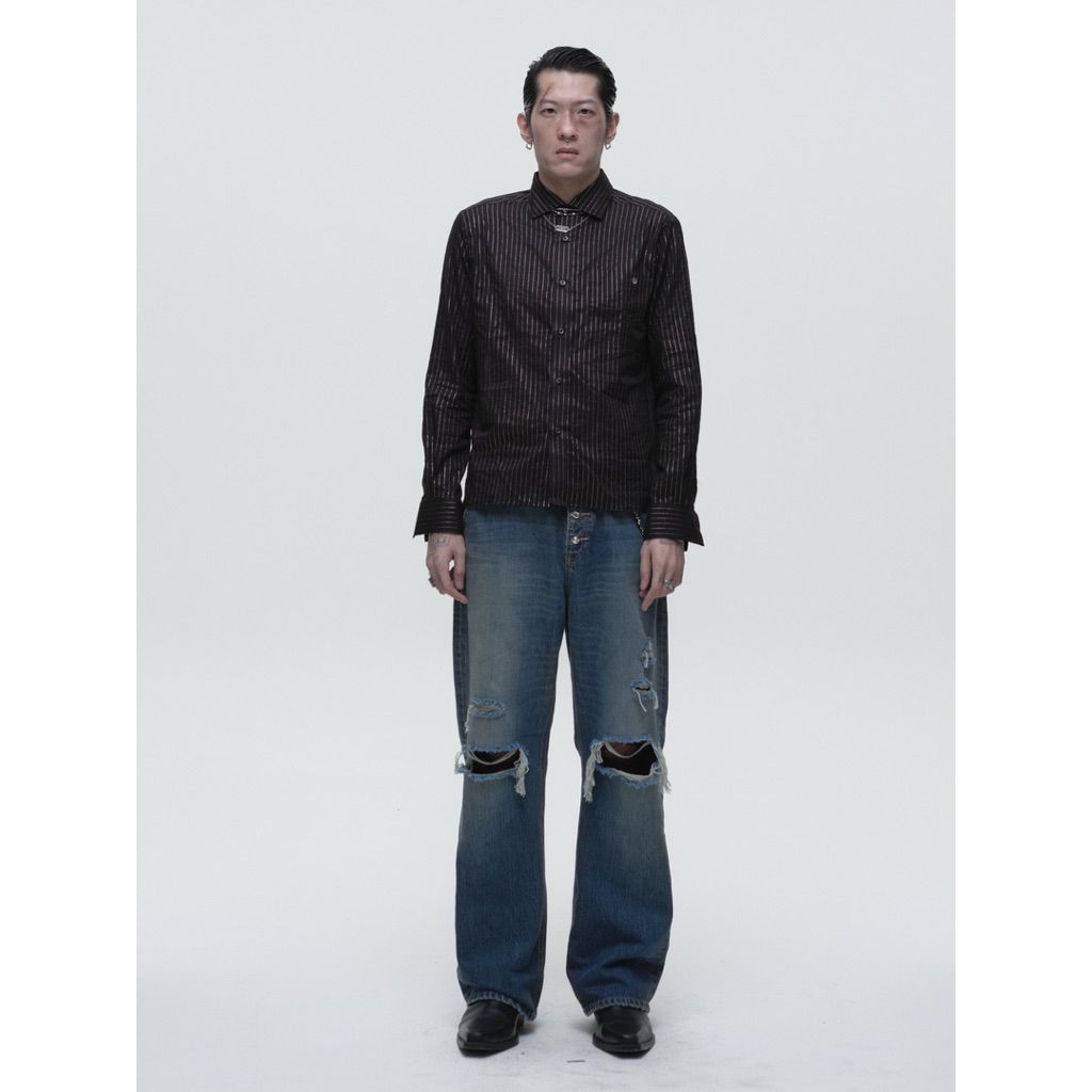 Black Metallic Oxford Shirt