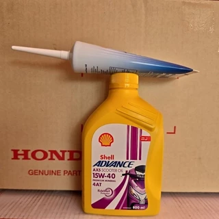 15151ชุดสุดคุ้มน้ำมันเครื่องรถมอเตอร์ไซร์ ออโต้ รถสายพานทุกรุ่น SHELL ADVANCE AX5 15W-40 MB+น้ำมันเฟืองท้าย พร้อมส่งด่วน