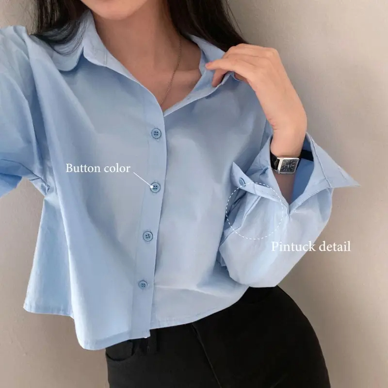 เสื้อแขนยาวผู้หญิงสไตล์เกาหลี เสื้อครอป ผู้หญิงสูทหลวมรุ่นออกแบบปก ทรงหลวม ผ่าหลังและคอปก สําหรับผู้หญิง - รูปที่ 2