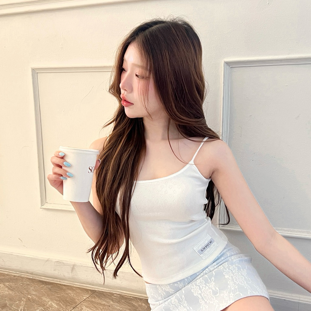 bunny top สายเดี่ยวฉลุสุดน่ารักสายปรับได้
