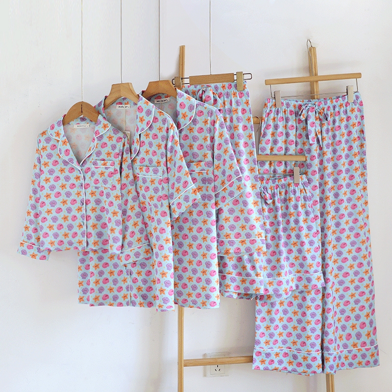ชุดนอน Muslin Pajamas Collection Muslin Pet รุ่น Blue Ocean (N3329 T3329 M3329) | ชุดนอนแม่ลูก