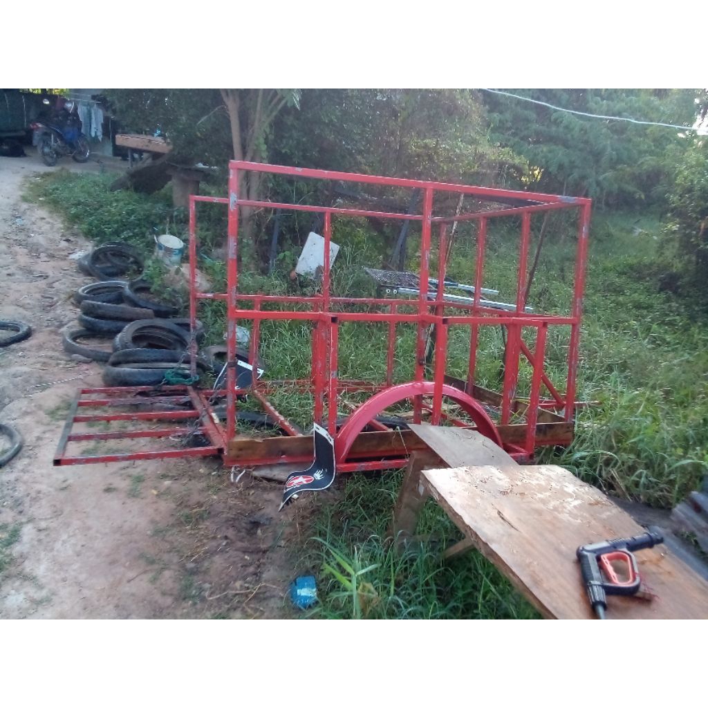 โครงรถเข็นรถพ่วงลากขนาดใหญ่ขนาดกว้าง1.20ม.ยาว1.50ม.สูง1.05ม.โครงรถลากรถไถลากจูงรถลากATV