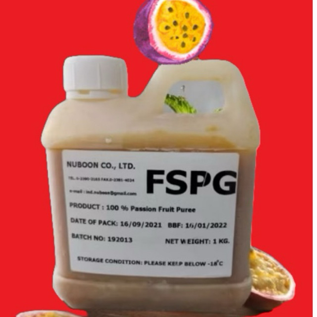 น้ำเสาวรส​แช่แข็ง แบบไม่มีเมล็ด Nuboon คั้นสด​แท้​จาก​ธรรมชาติ​ ไม่มี​สาร​ปรุงแต่ง​ แพค 1 กก. (FSPG)