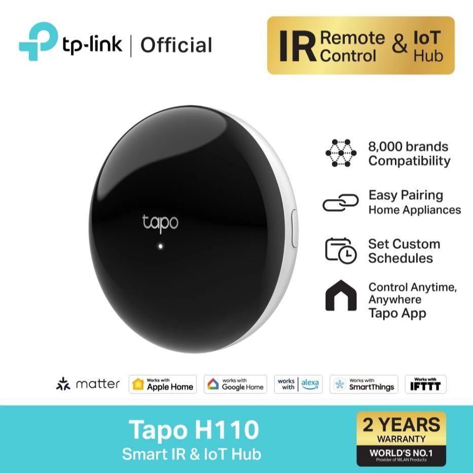 TP-Link Tapo H110 Smart IR & IoT Hub อุปกรณ์เปิดปิดแอร์ ทีวีและรีโมท ควบคุมผ่านApp หมดปัญหารีโมทหายห