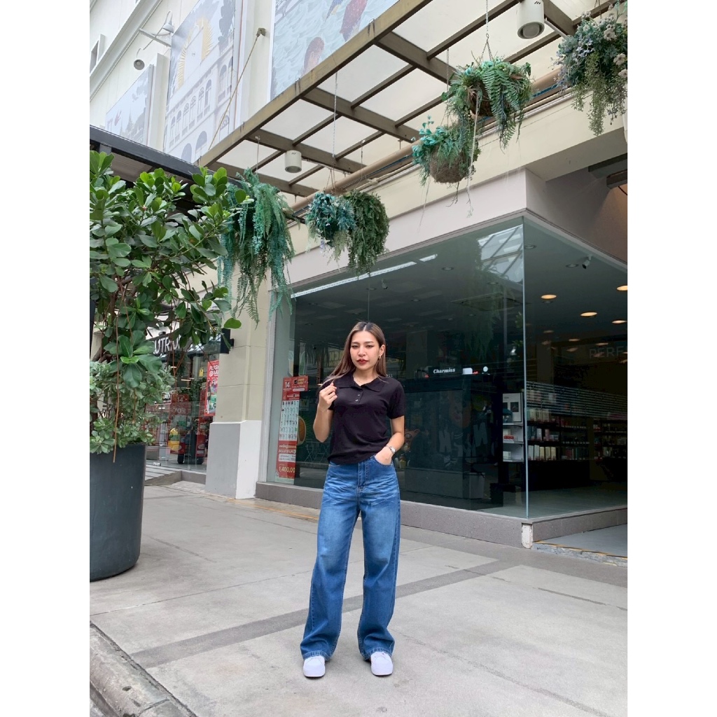 Baggy Jeans กางเกงยีนส์ ทรงขากระบอกใหญ่ ไม่ยืด ฟอกเฟด 2 สี ทรงสวย แมทลุคง่าย ใส่สบาย ผ้าคอตตอนเดนิม 