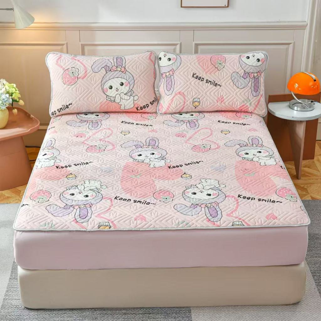 ผ้าปูที่นอนยางพาราเย็น  ลาย้การ์ตูน  3.5ฟุต 5ฟุต 6ฟุต Hilton เกรดพรีเมี่ยม ผ้านุ่ม ลื่น เย็นสบาย #RJ