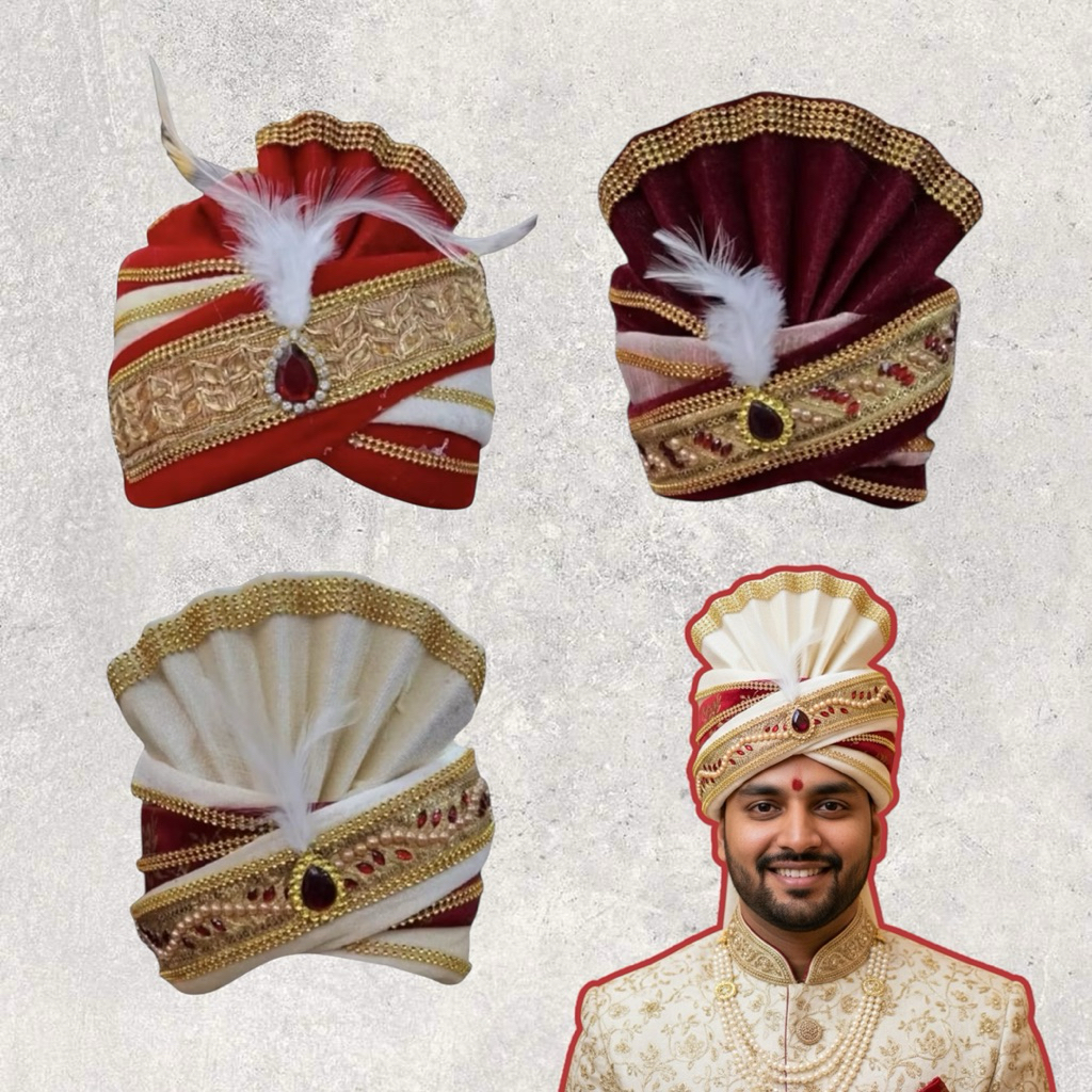 หมวกปากรีอินเดีย โทปิงานแต่ง เจ้าบ่าว | Indian Wedding Groom Topi Turban Hat Cap Fashion Aladdin Cap Indian