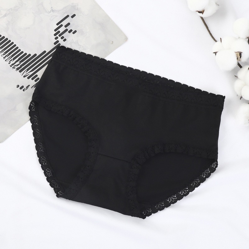 【แพ็ค 10ตัว】กางเกงในผู้หญิง สีดำล้วน ราคาโรงงาน sizeM-3XL เนื้อดีใส่สบาย กางเกงในไซส์ใหญ่ NY023 - 5