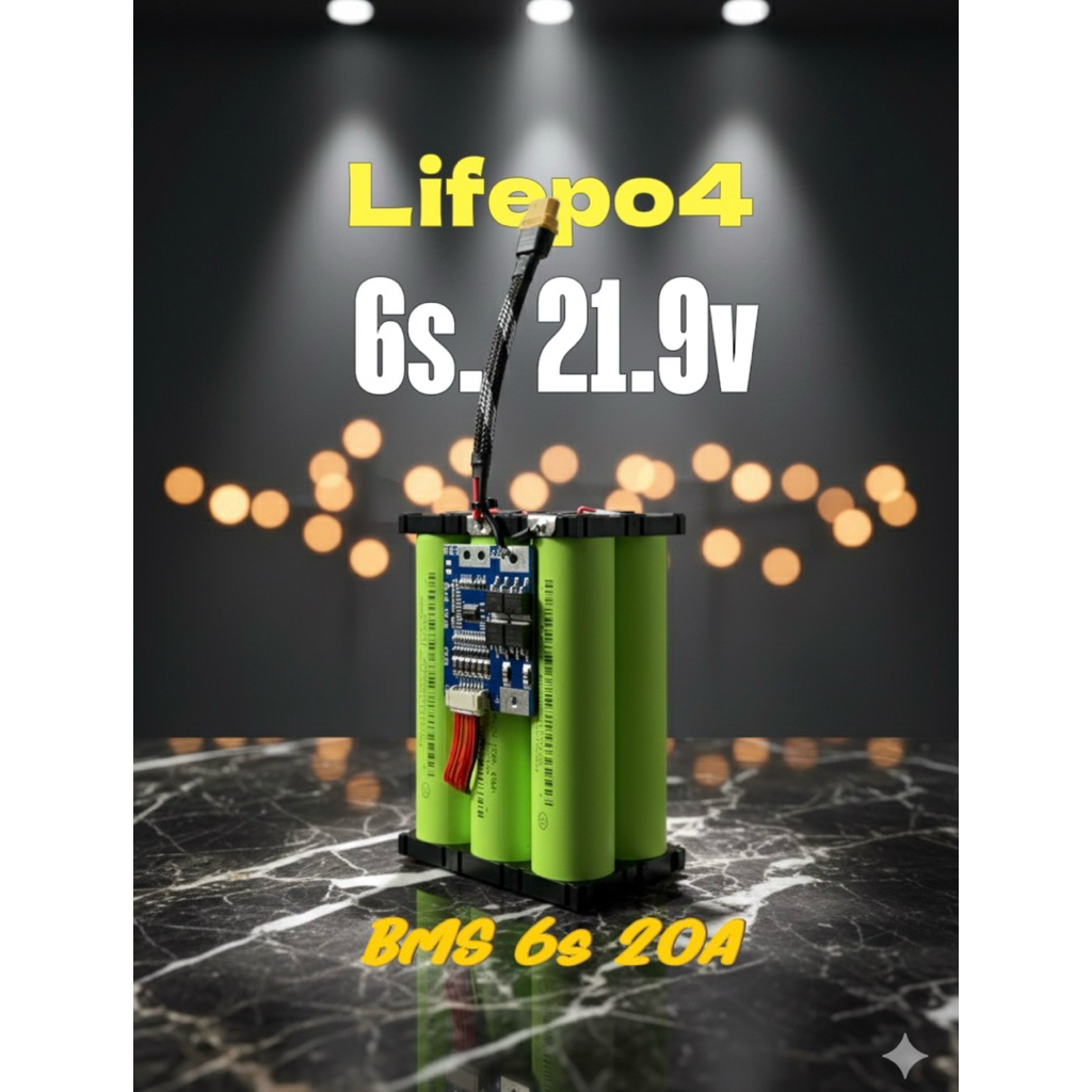 แบตเตอรี่Lefepo4 6s 15000mAh (21.9v 15A)แพ็คแบบเก็บสายไฟ
