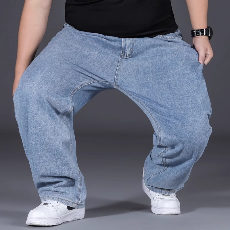 32-50 นิ้ว กางเกงคนอ้วน กางเกงยีนส์ผู้ชายไซส์ใหญ่ ไซซ์ใหญ่ ทรงหลวม เหมาะสำหรับผู้ชายและผู้หญิงทุกคน