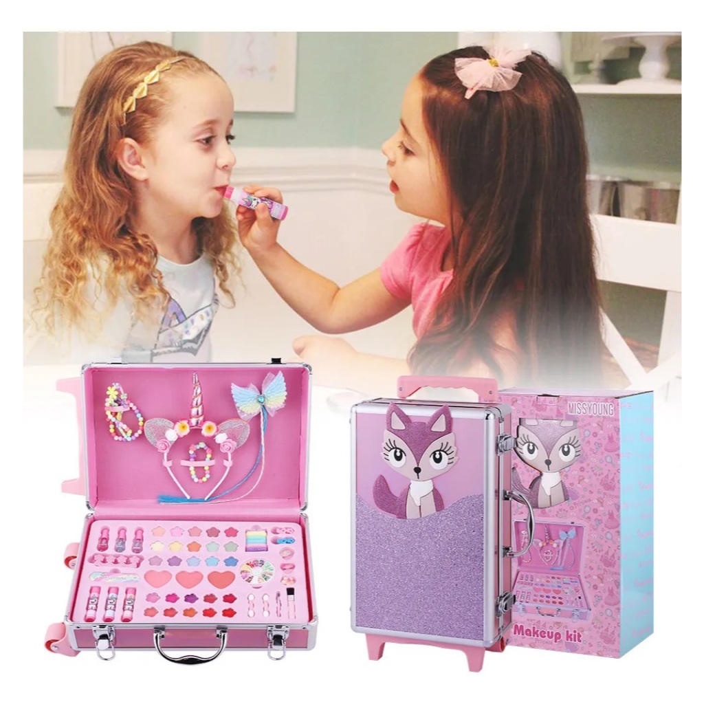 MISSYOUNG CGM24037 Makeup Set เซ็ตแต่งหน้าสำหรับเด็กหญิง ในกระเป๋าใบใหญ่ มีสร้อยคอ กิ๊ฟติดผมและอื่นๆ