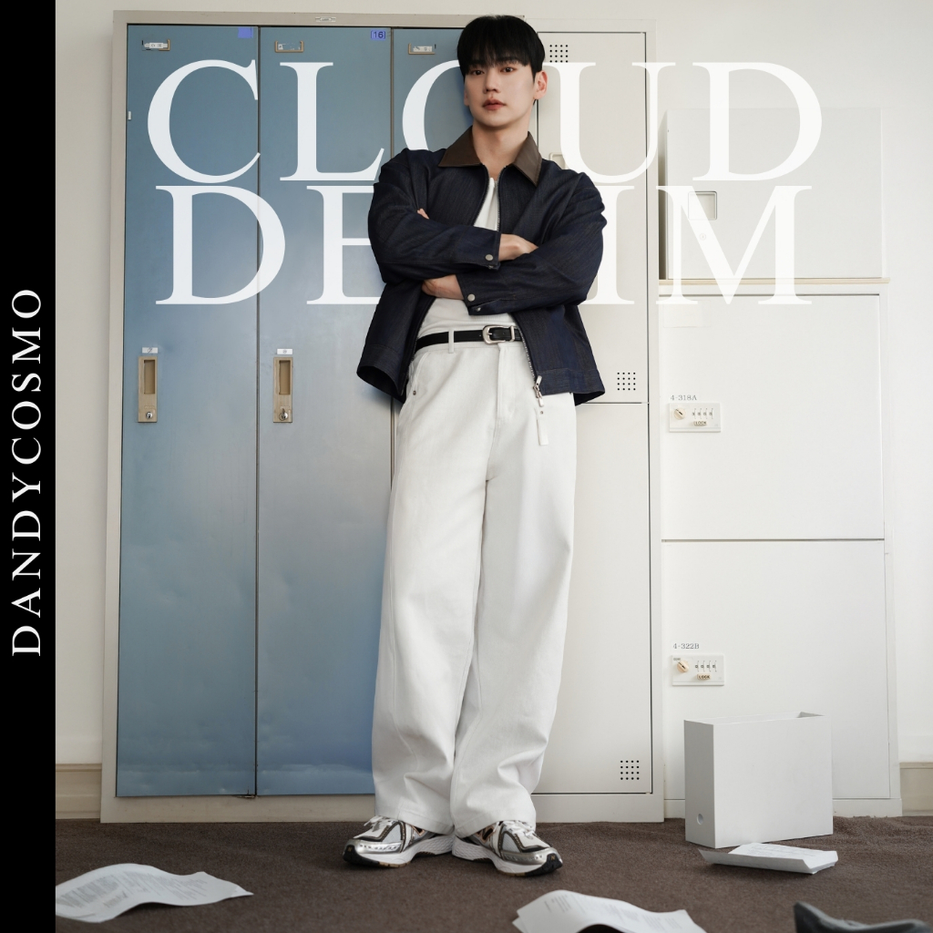 DANDY COSMO | กางเกงยีนส์ ขายาว รุ่น CloudDenim ทรงสวยหรูมาก สีขาวควันบุหรี่ มีน