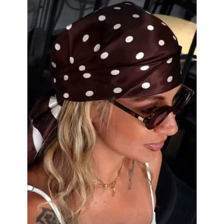 [มีภาพง่ายจริง]ผ้าโพกผม ผ้าโพกหัวลาย polkadot สีน้ำตาล🤎 ผ้าโพกหัวลายจุดส่งจากไทยค่ะ มีภาพงานจริงค่ะ