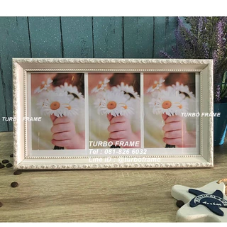 กรอบรูปสีขาวเกียวเฉียงใส่ภาพขนาด 4x6 ,6x8”, A5(14.8x21 cm) , 8x10”,8x12”,A4,10x12”(DB489)พร้อมกระจใส ขาตั้ง หูแขวนผนัง