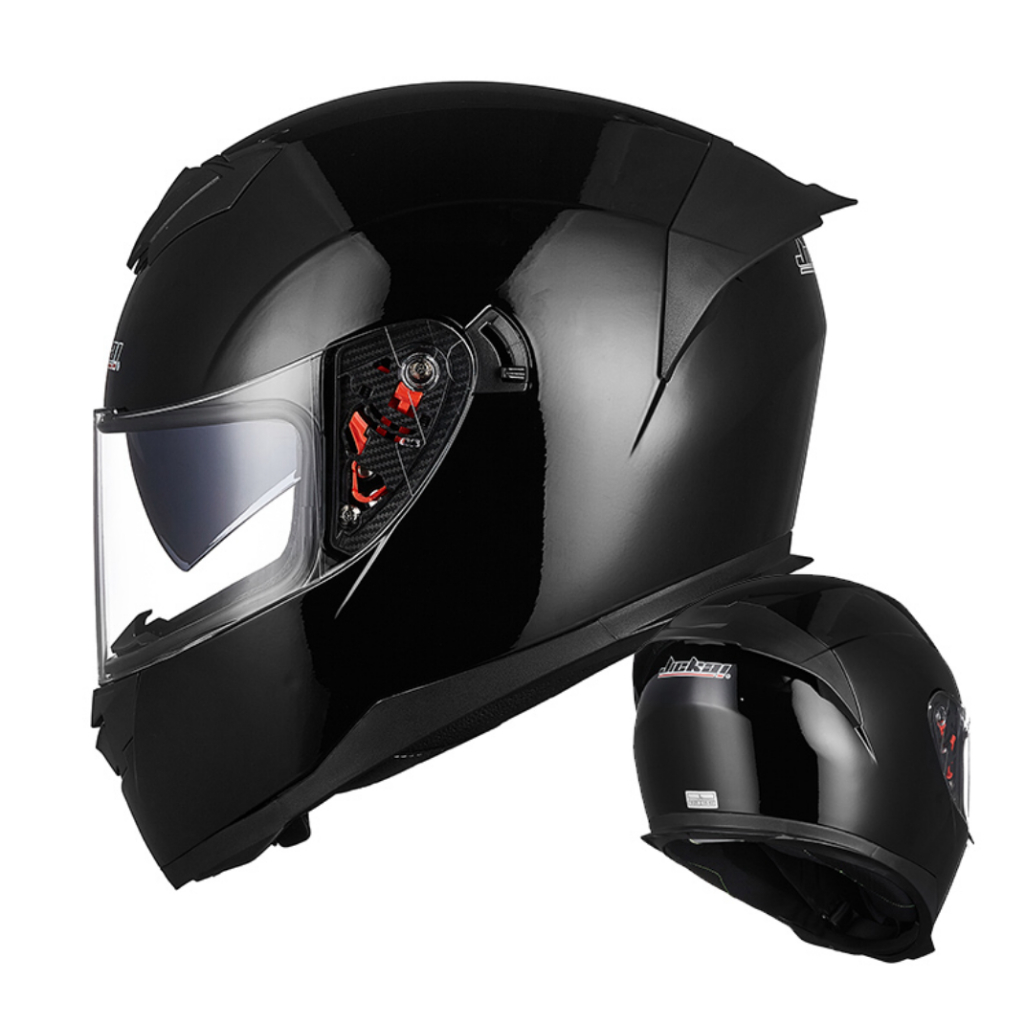 JIEKAI หมวกกันน็อค แว่น2ชั้น เต็มใบ รุ่นD6 สีดำเงา (Size:M L XL)