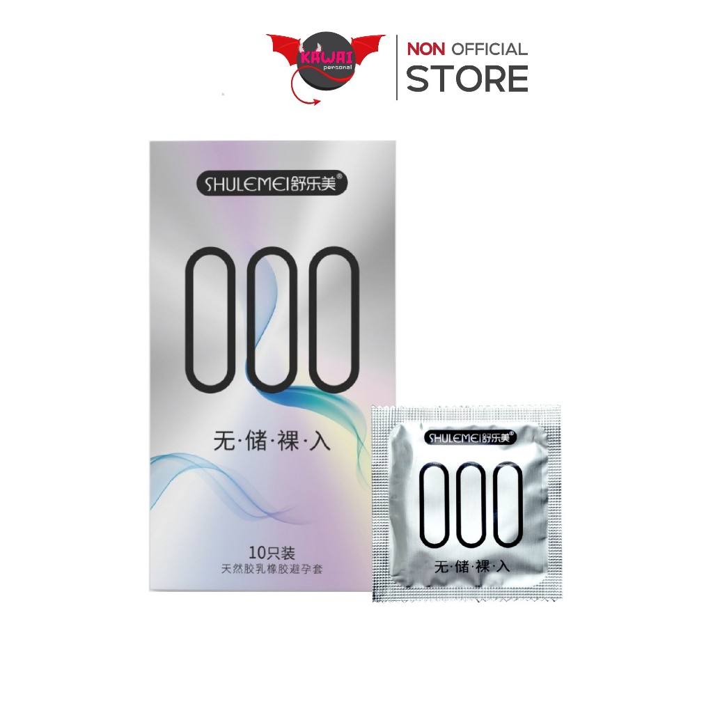 SLM Shulemei 000 ถุงยางไร้ปลายกระเปาะ บางกว่า 001 50-90% เพิ่มไฮยาลูรอน 1,000 mg ไซส์ 52±2 มม.