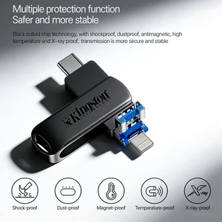 Kingston แฟลชไดรฟ์ OTG โลหะ 3.0 USB 1TB/2TB 3 in 1 OTG แฟลชไดรฟ์โลหะกันน้ําความเร็วสูง U Disk Pendrive