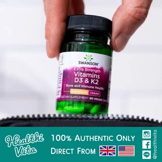 Swanson Vitamins D3 & K2 - 2,000 IU & 75 mcg/60 Vegan Caps ❌MFG.10/25