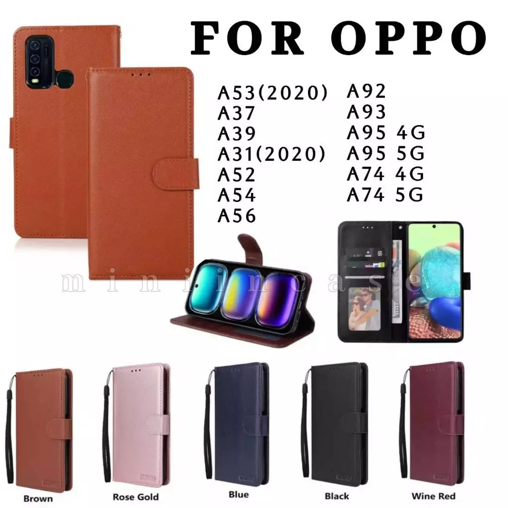 เคสฝาพับ สำหรับ OPPO A53 A37 A39 A31 A52 A54 A56 A92 A93 A95 A74 เคสฝาพับ ตั้งได้ พร้อมสายคล้อง และ ช่องใส่บัตร BOSS