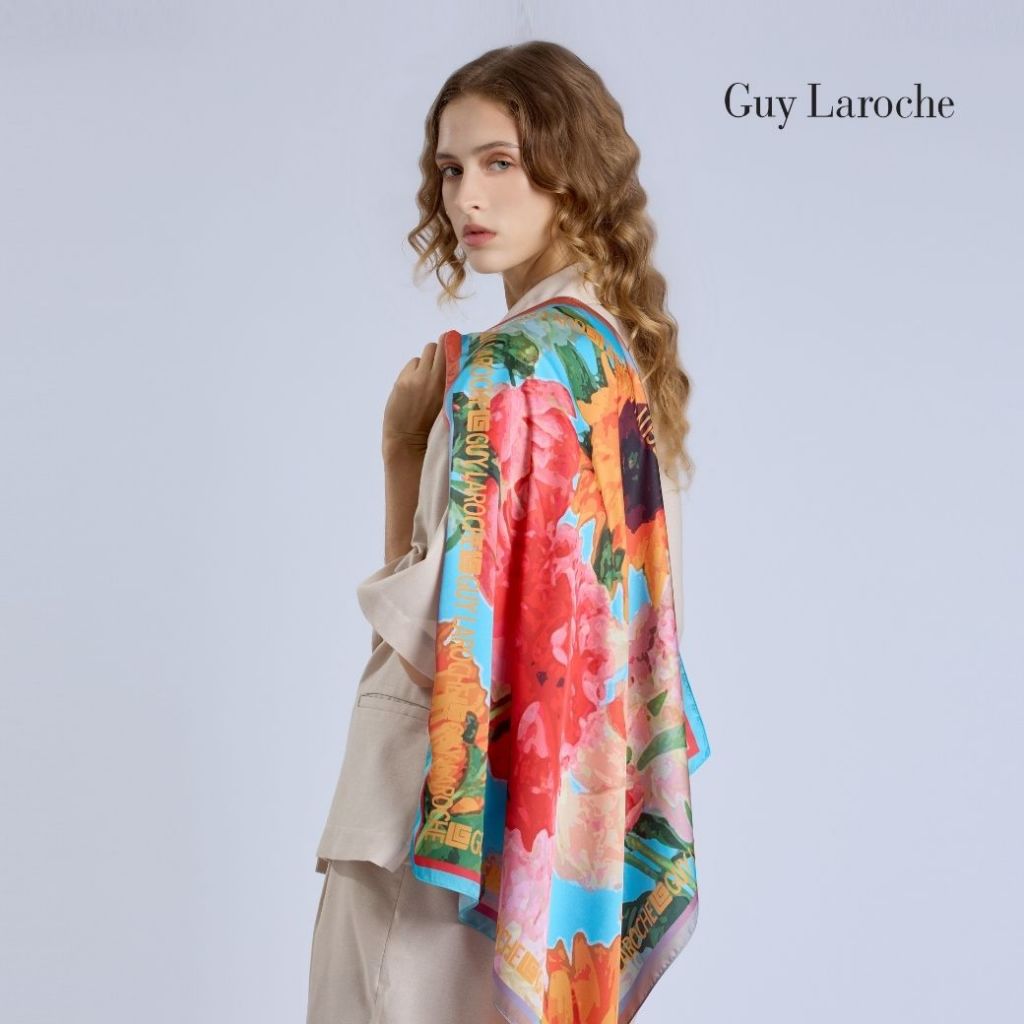Guy Laroche ผ้าพันคอ จตุรัส ขนาด 70*70 ซม. สีส้ม G9YNOR