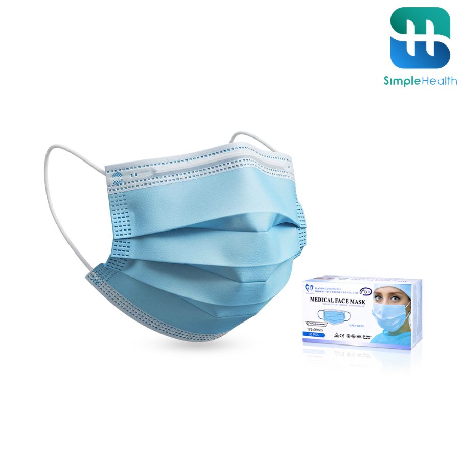 Simple Health หน้ากากอนามัย หน้ากาก หนา 3ชั้น แมส medical mask 50ชิ้น กรองฝุ่นได้ดี ระบายอากาศได้ดี